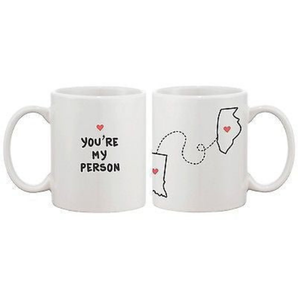 Personalized Long Distance Relationship Mugs for Couples Friends Family (MC035) White