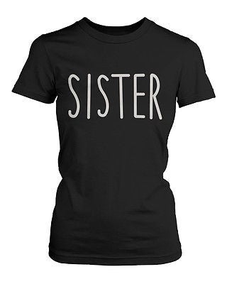 Cute Matching Graphic Shirts For Sisters Black And White Cotton T-Shirts - 365 In Love