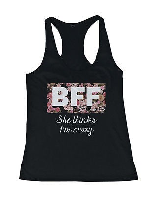Cute Best Friend Tank Tops - Crazy Bff Floral Print Matching Tanks - 365 In Love