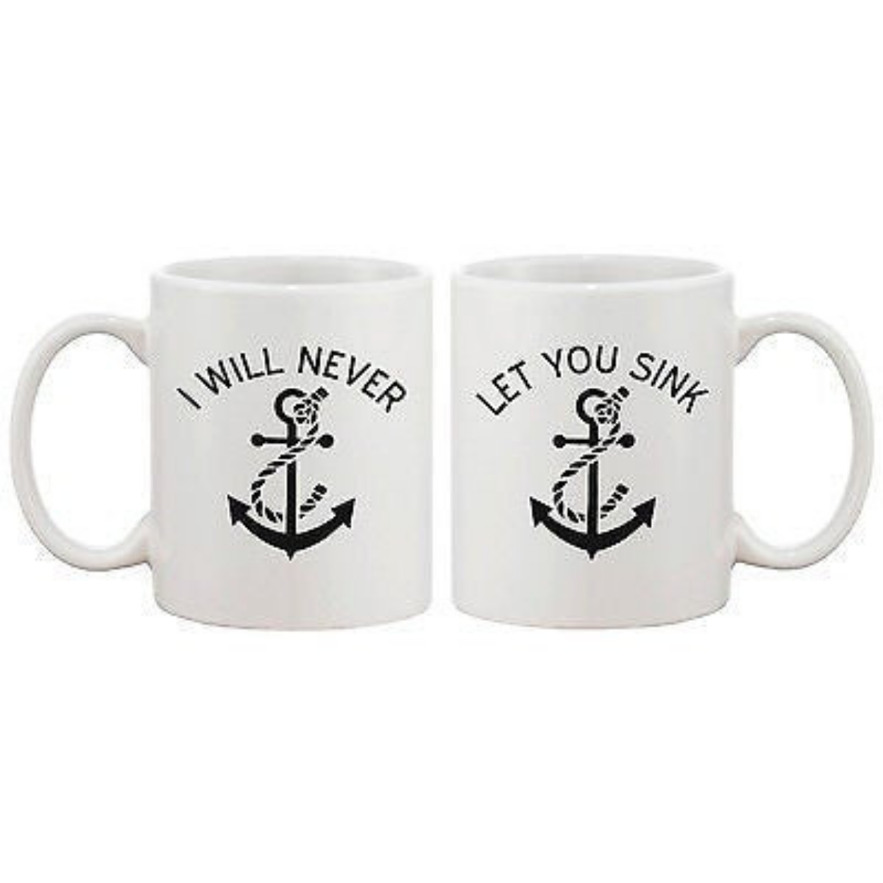 Anchor Matching BFF Coffee Mugs for Best Friend - I Will Never Let You Sink