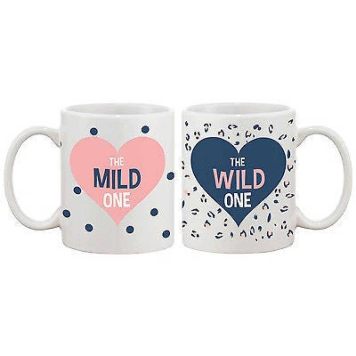 Polka Dot and Leopard Print BFF Mug- Mild and Wild One Best Friend Mug Cup White