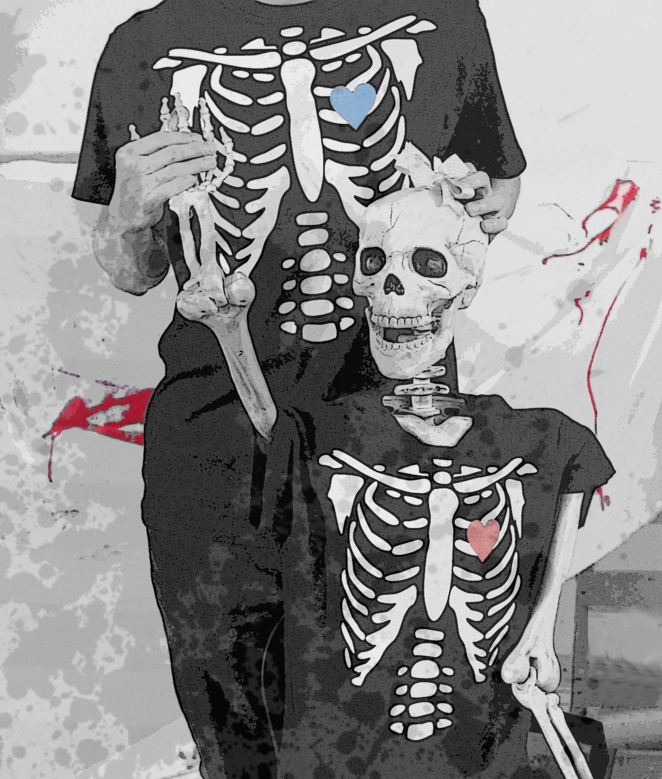 Halloween Skeleton Couple Matching T-Shirts