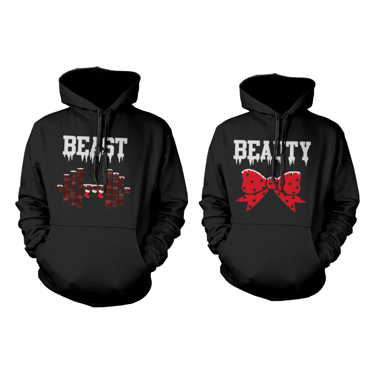 Beauty And Beast Graphic Hoodie For Couples
