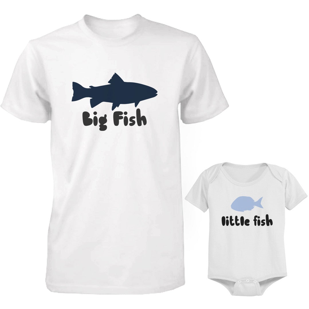 Big Fish And Little Fish Dad And Baby Matching Top Set Parent Shirts Infant Bodysuits - 365 In Love