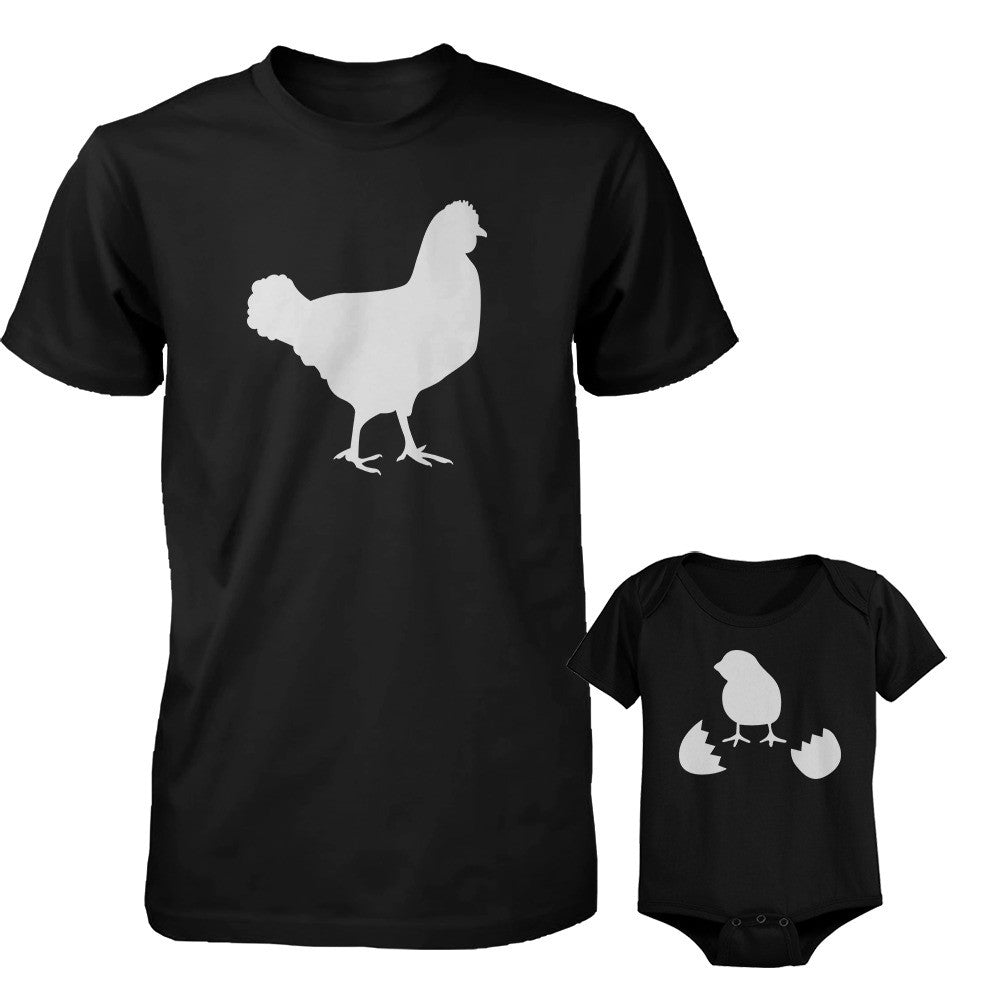 Funny Chicken And Little Chick Matching Dad Shirt And Baby Bodysuit - 365 In Love