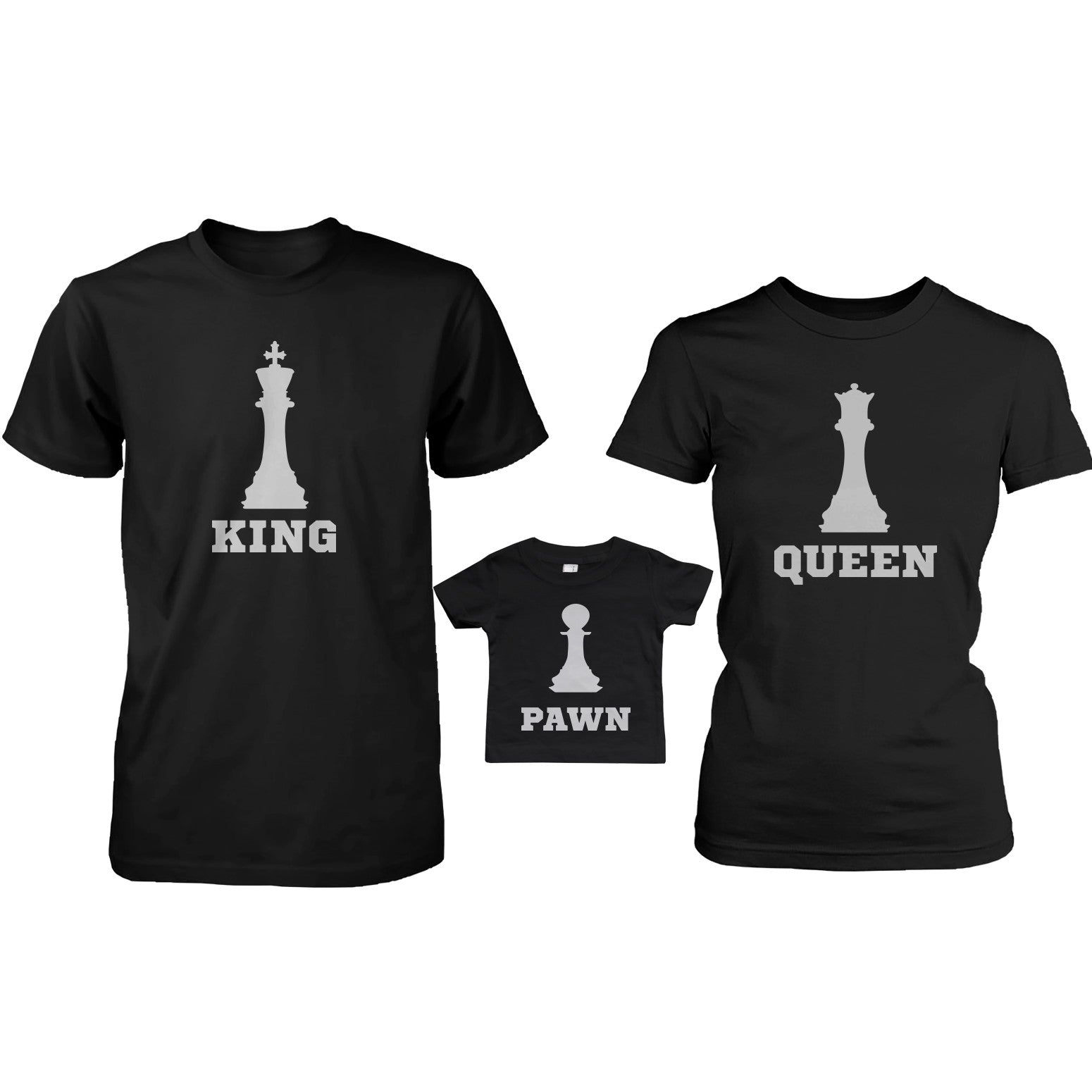 Chess Pieces Family Matching Shirts King Queen Parents and Pawn Infant Bodysuit Black