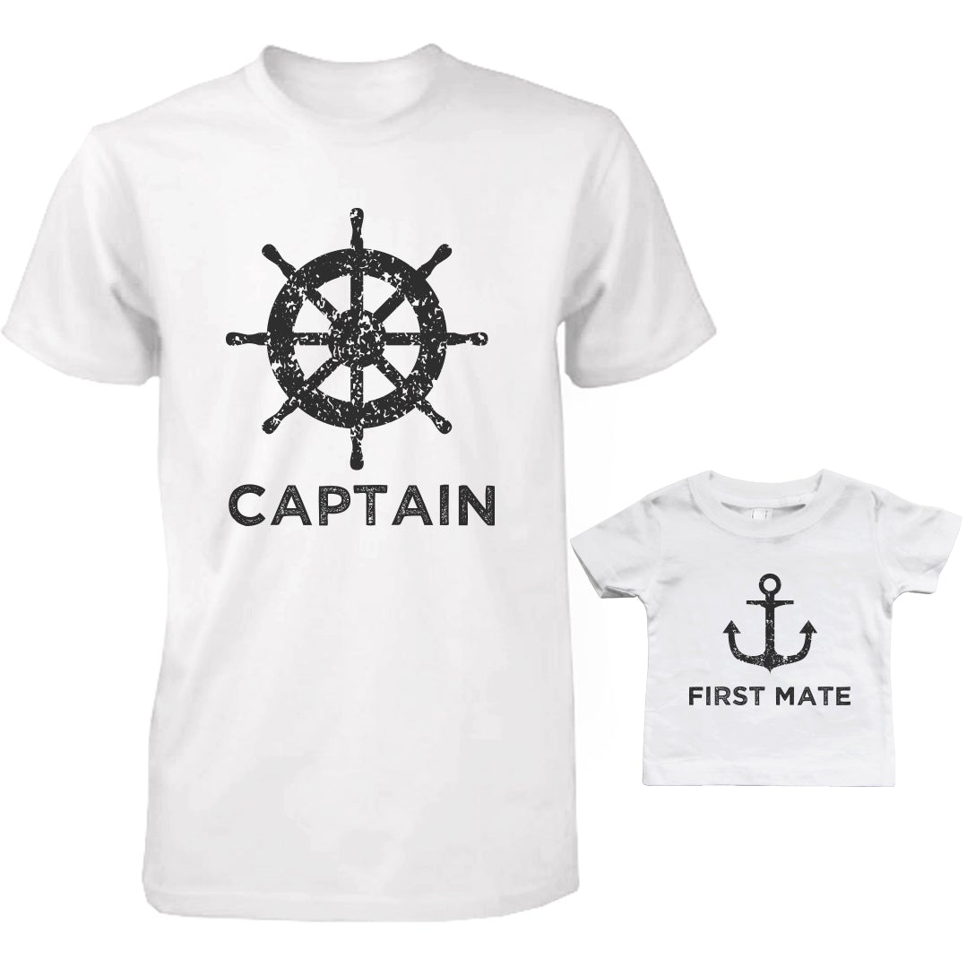 Captain And First Mate Father And Son Matching Shirts White
