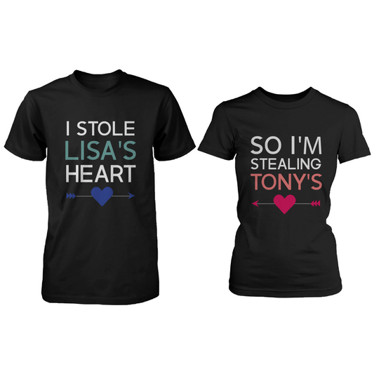 Custom Couple T Shirts I Stole Her Heart So I'M Stealing His
