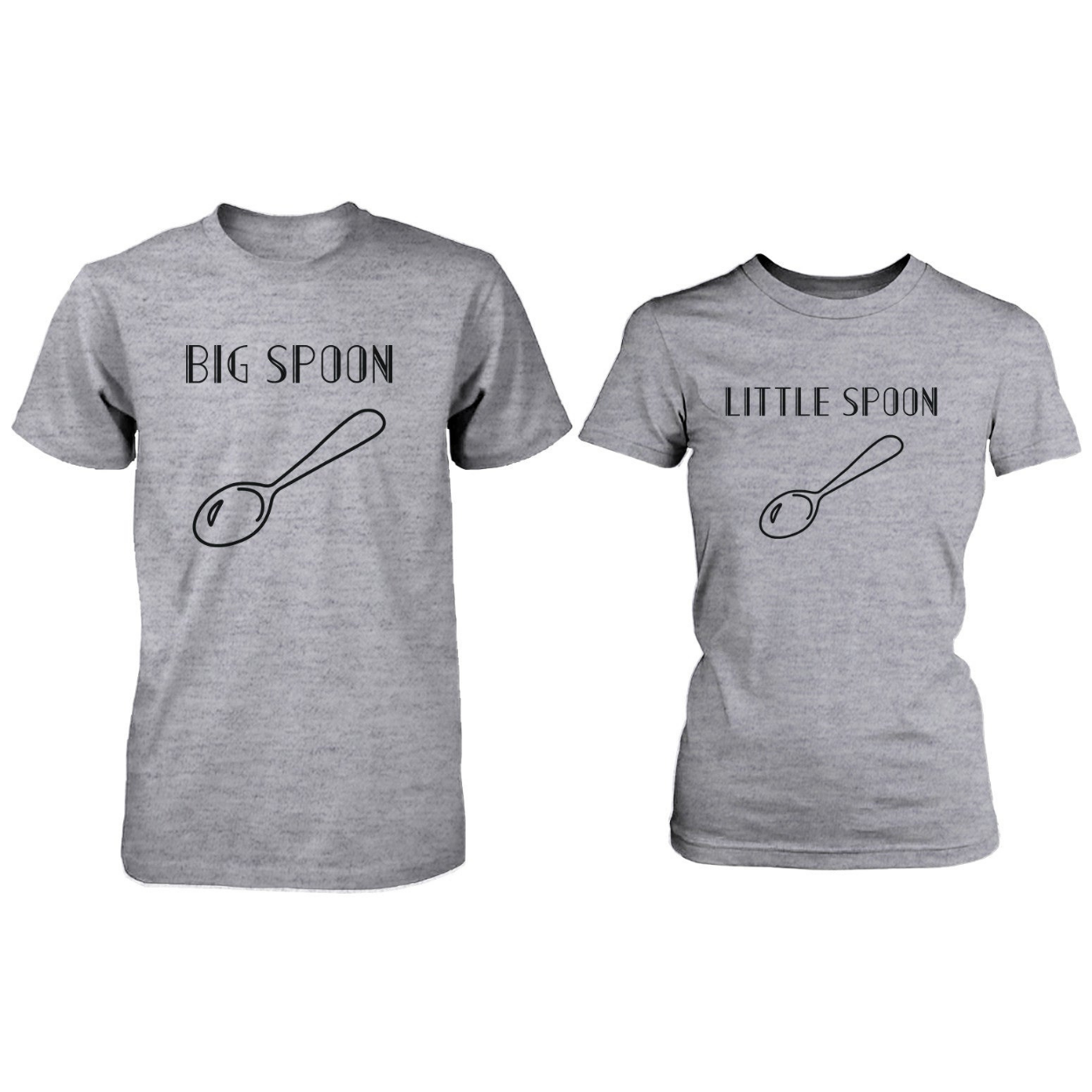 Big Spoon And Little Spoon Couple Shirt Cute Matching T-Shirts Heather Grey Tees - 365 In Love