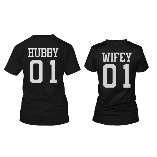 Hubby 01 Wifey 01 Matching Couple T Shirts His And Hers Gifts For Loved One - 365 In Love