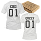 365 Printing King 01 And Queen 01 Matching Graphic T-Shirt Set Cute White Couple Tees - 365 In Love