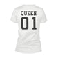King 01 And Queen 01 Matching Black And White Back Print Couple T-Shirts - 365 In Love