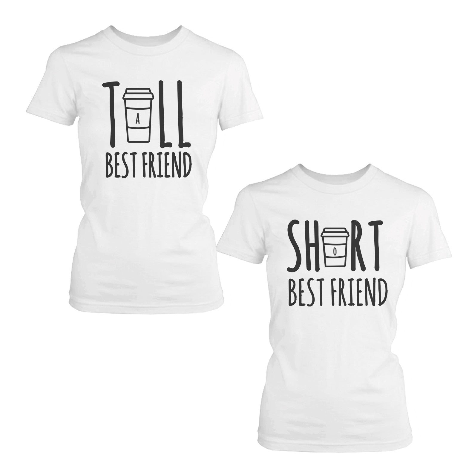 FT043 1 5BWHT 5Dshort and tall best friend matching tops