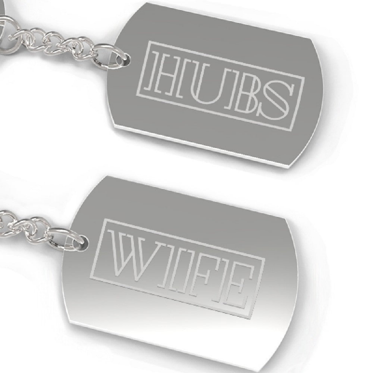 Hubs And Wife Matching Couple Silver Key Chains