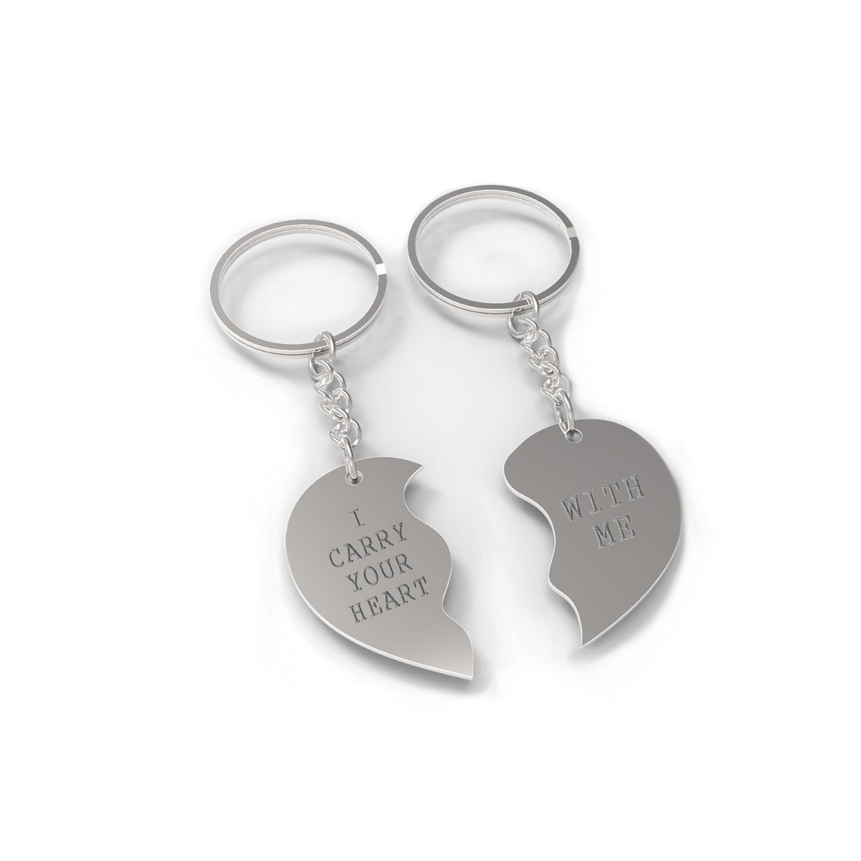 I Carry Your Heart With Me Half Hearts Couple Keychains Matching Key Ring