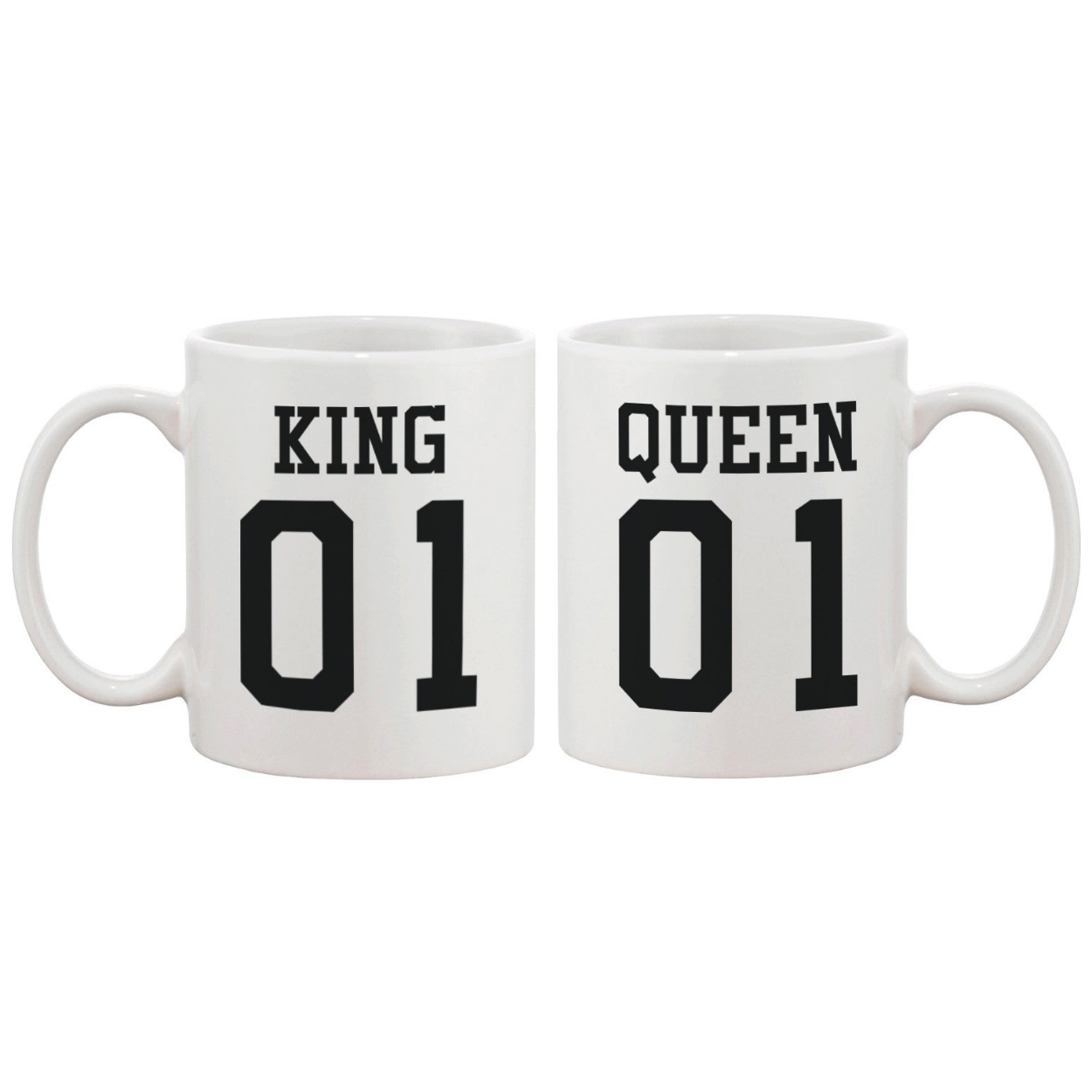 King 01 Queen 01 Couple Mug Cute Matching Ceramic Cups Gift for Couples
