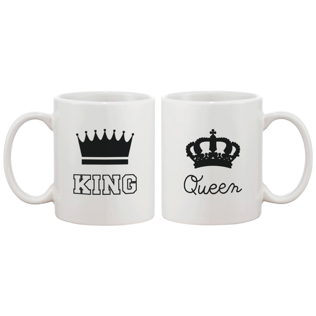 King and Queen Couple Coffee Mug- Matching Ceramic Mugs Gift for Couples White