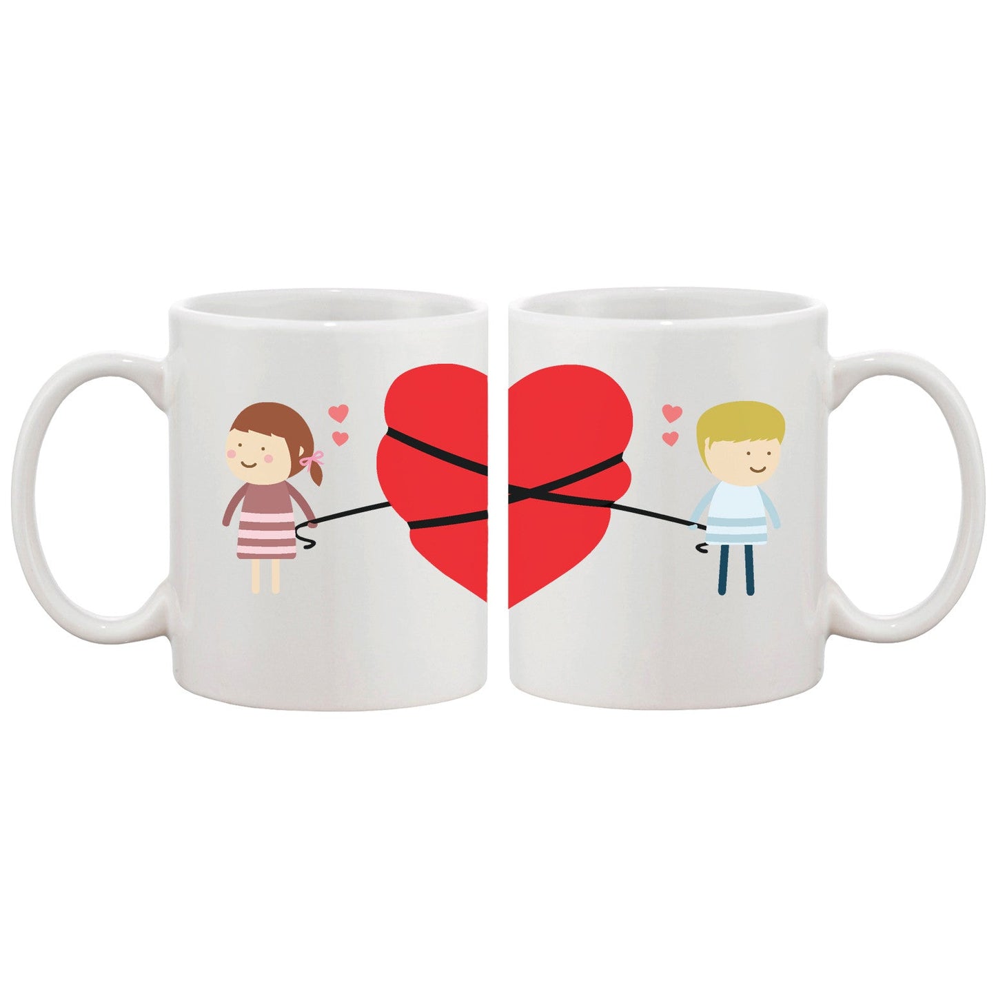 Love Connecting Couple Mugs Cute Graphic Design Coffee Mug Cup 11 oz White