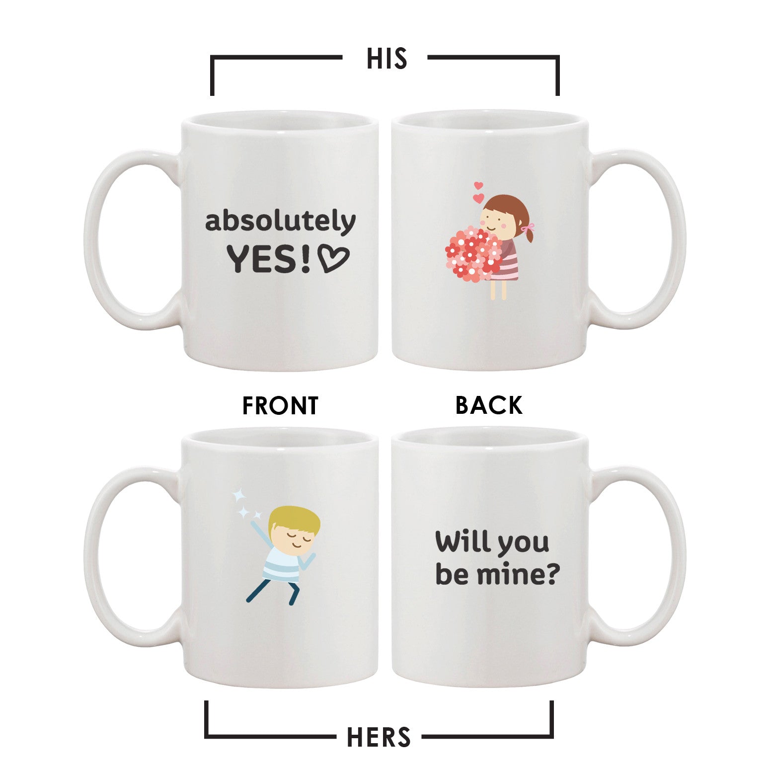 Cute Propose Designed Couple Mugs Best Gift idea for Wedding and Engagement White