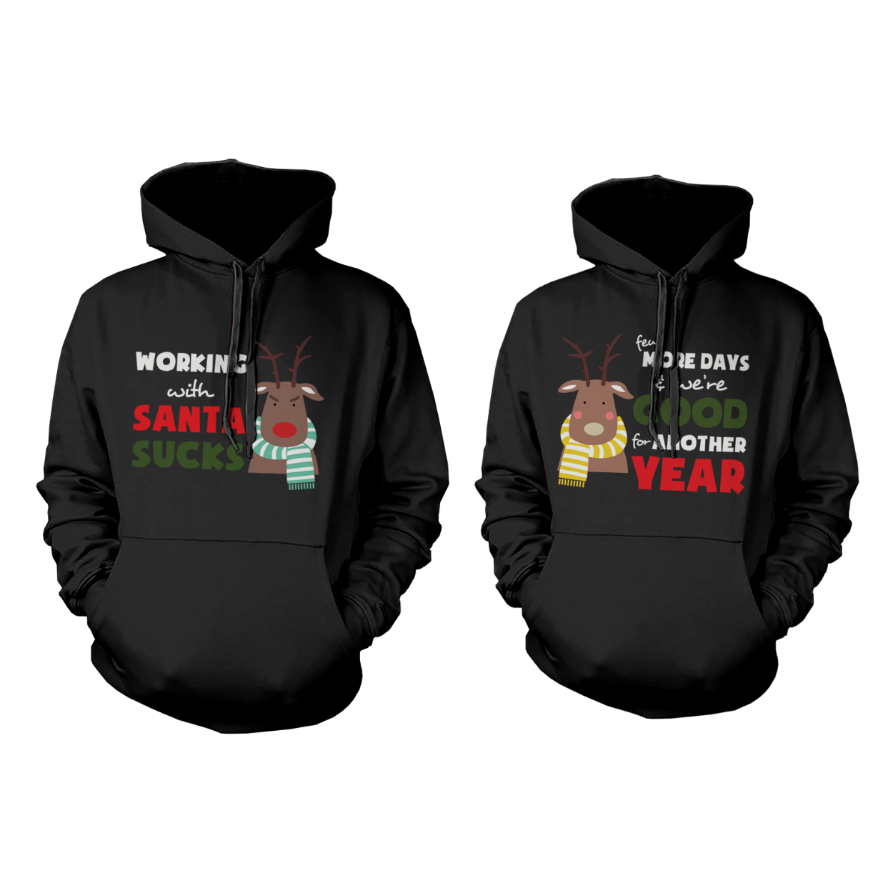 Reindeer Graphic Hoodie For Couples