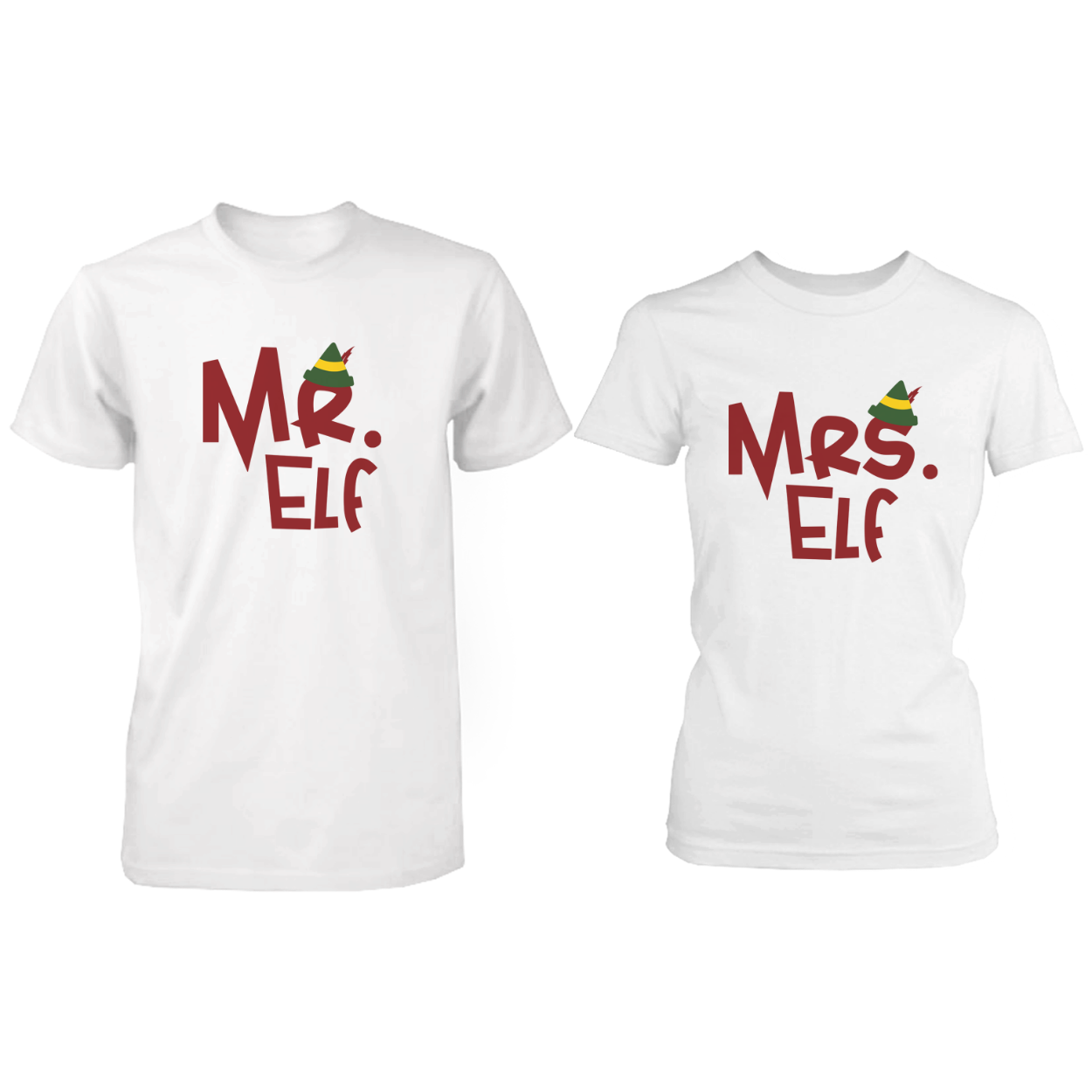 Mr Elf And Mrs Elf Matching Couple Shirts