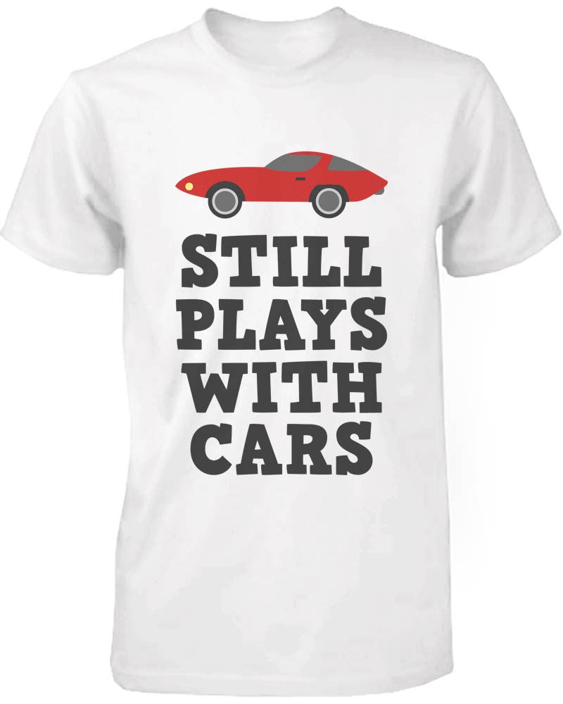 Daddy And Baby Matching White T-Shirt / Bodysuit Combo - Plays With Cars - 365 In Love
