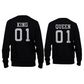 King 01 And Queen 01 Back Print Couple Sweatshirts Cute Pullover Fleece - 365 In Love