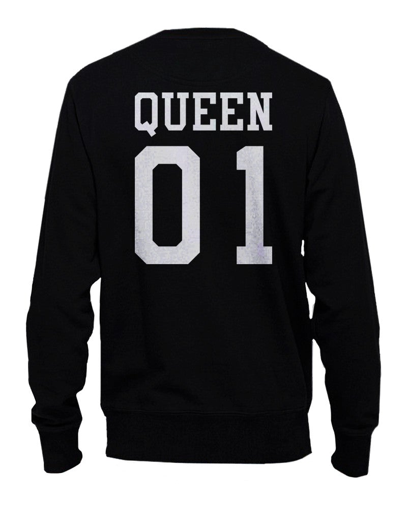 King 01 And Queen 01 Back Print Couple Sweatshirts Cute Pullover Fleece - 365 In Love