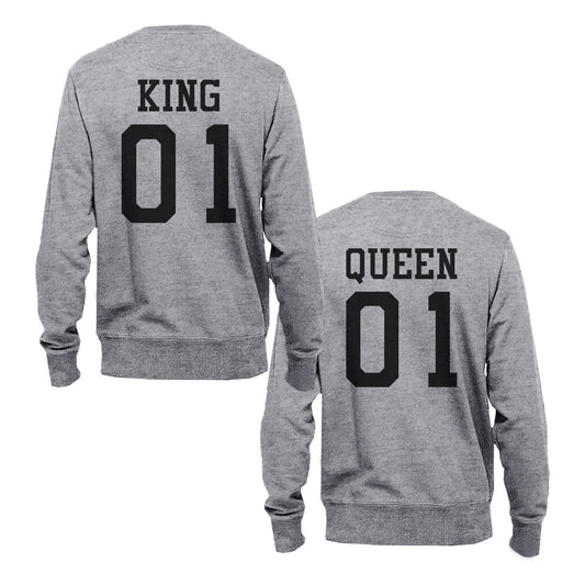 King 01 And Queen 01 Couple Sweatshirts Cute