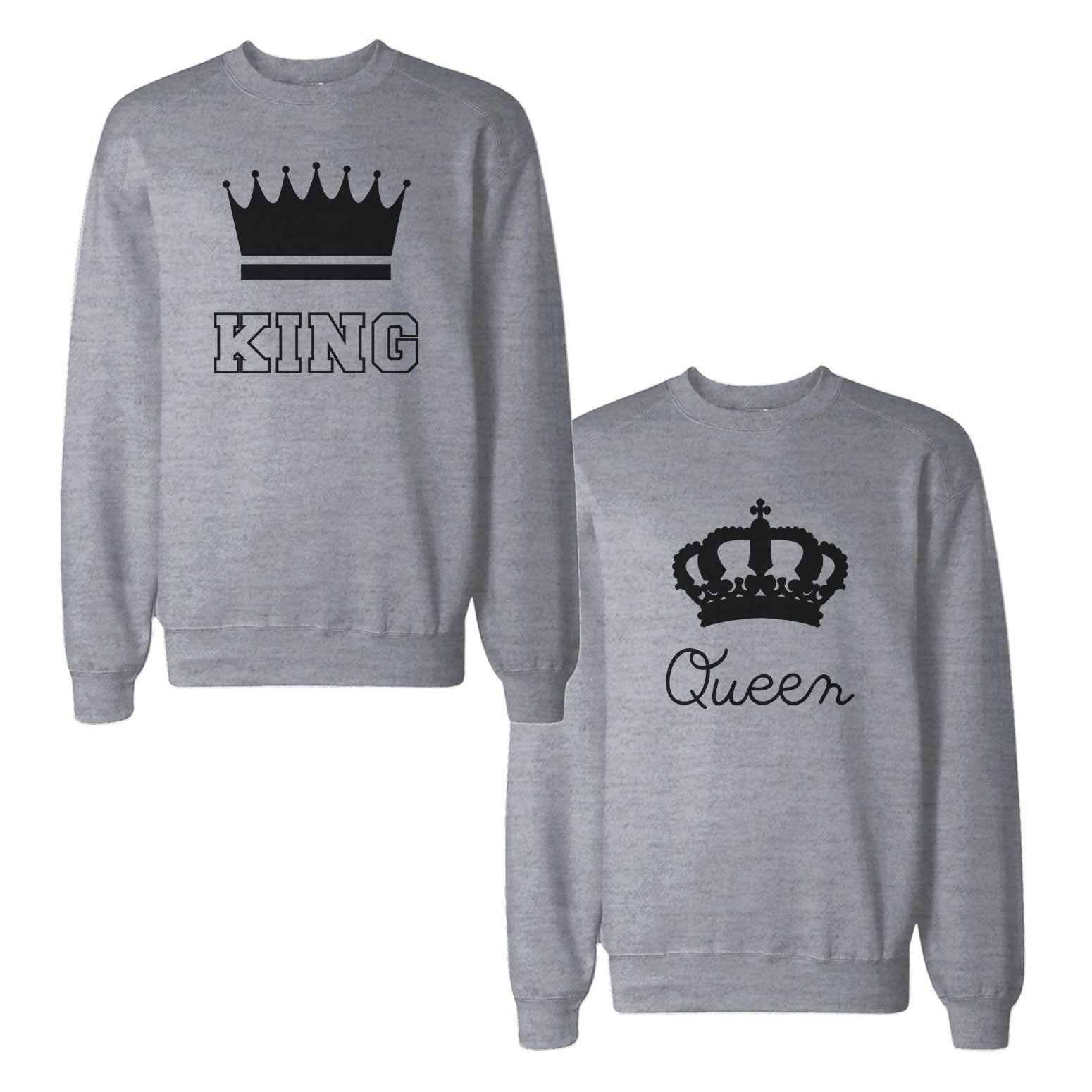 King And Queen With Crown Couple Sweatshirts