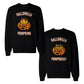 Halloween Pumpking And Pumpqueen Couple Sweatshirts