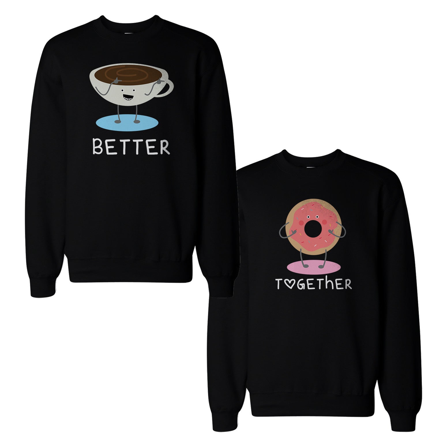 Coffee And Donut Couple Sweatshirts Cute