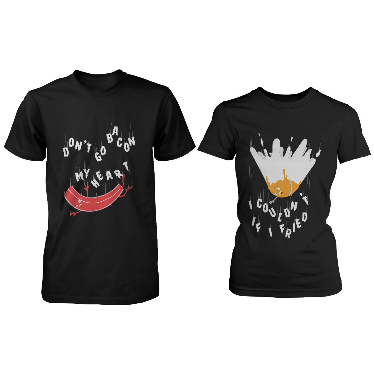 Bacon And Egg "Falling On The Frying Pan" Couple T-Shirts - Matching Shirts - 365 In Love