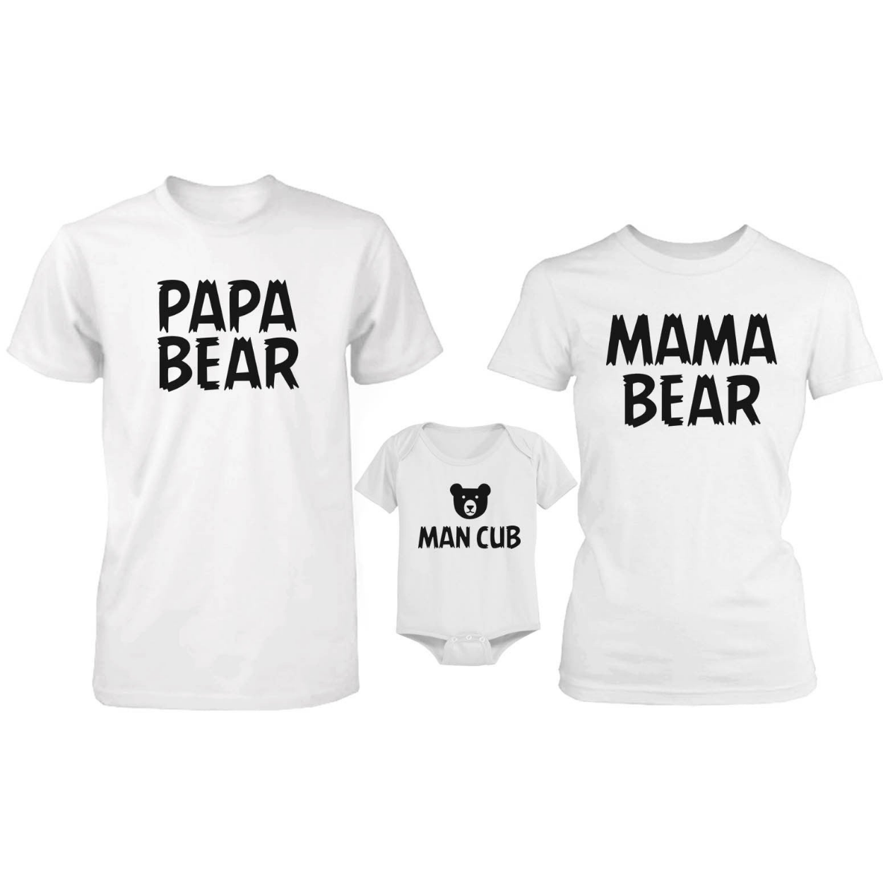 Daddy Mommy and Baby Matching Bear Family T-Shirt / Bodysuit (Sold Separately) White