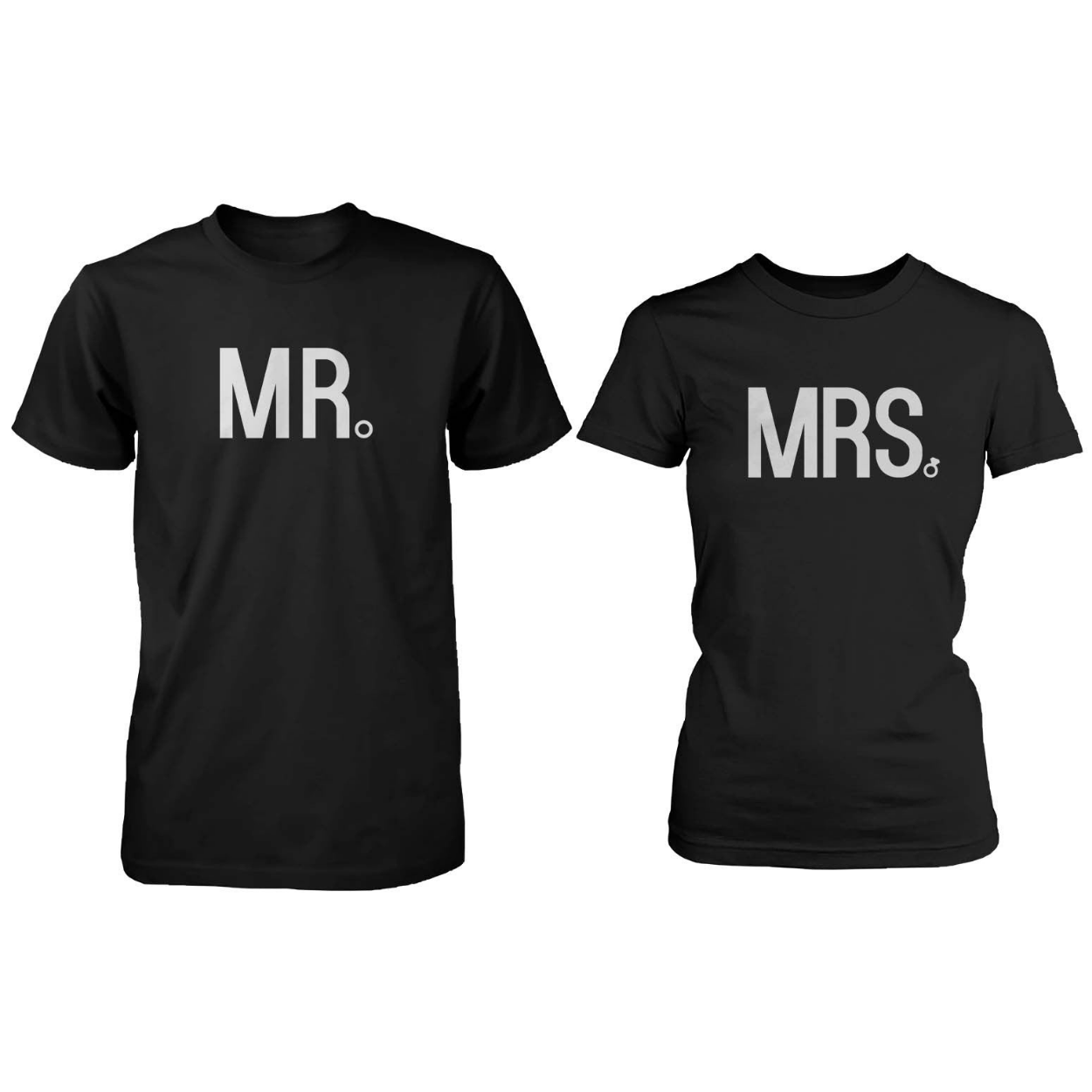 Mr And Mrs Wedding Band Matching Couple Black T-Shirts (Set) - 365 In Love