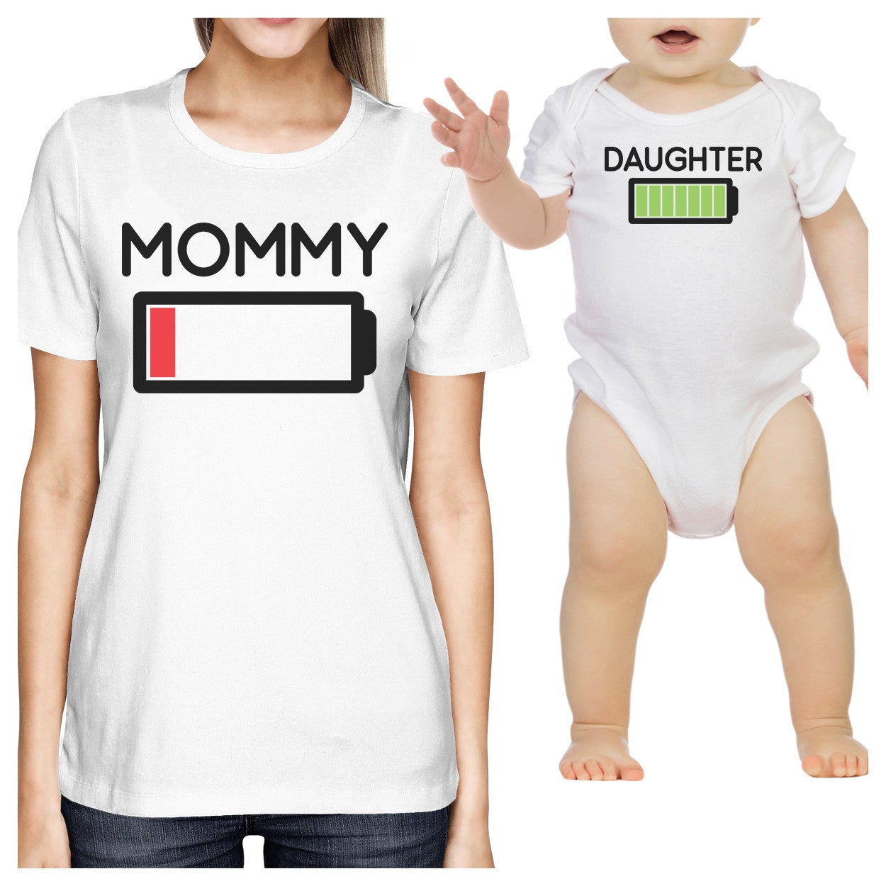 Mommy & Daughter Battery White Mom And Daughter Couple Shirt Gifts - 365 In Love