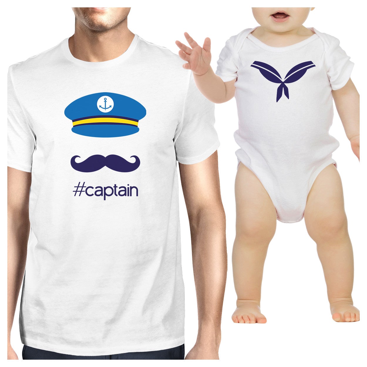 My Captain White Cute Design Dad Baby Boy Matching Shirts Dad Gifts - 365 In Love