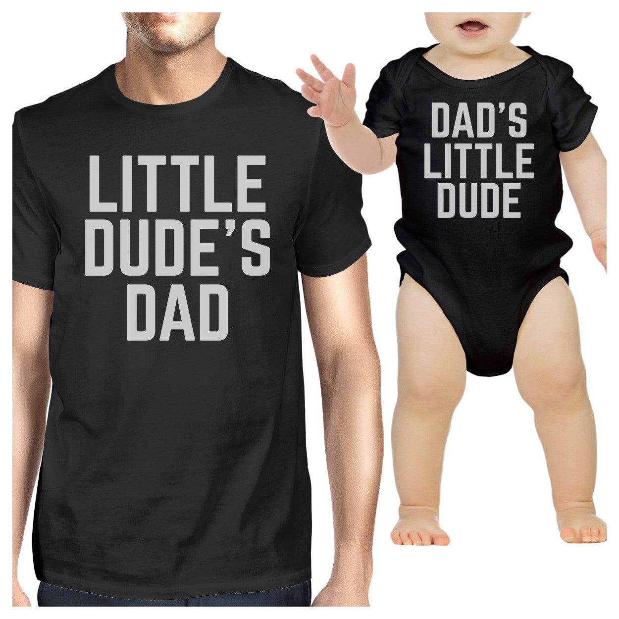 Little Dude Black Funny Design Dad And Baby Boy Matching Outfits - 365 In Love