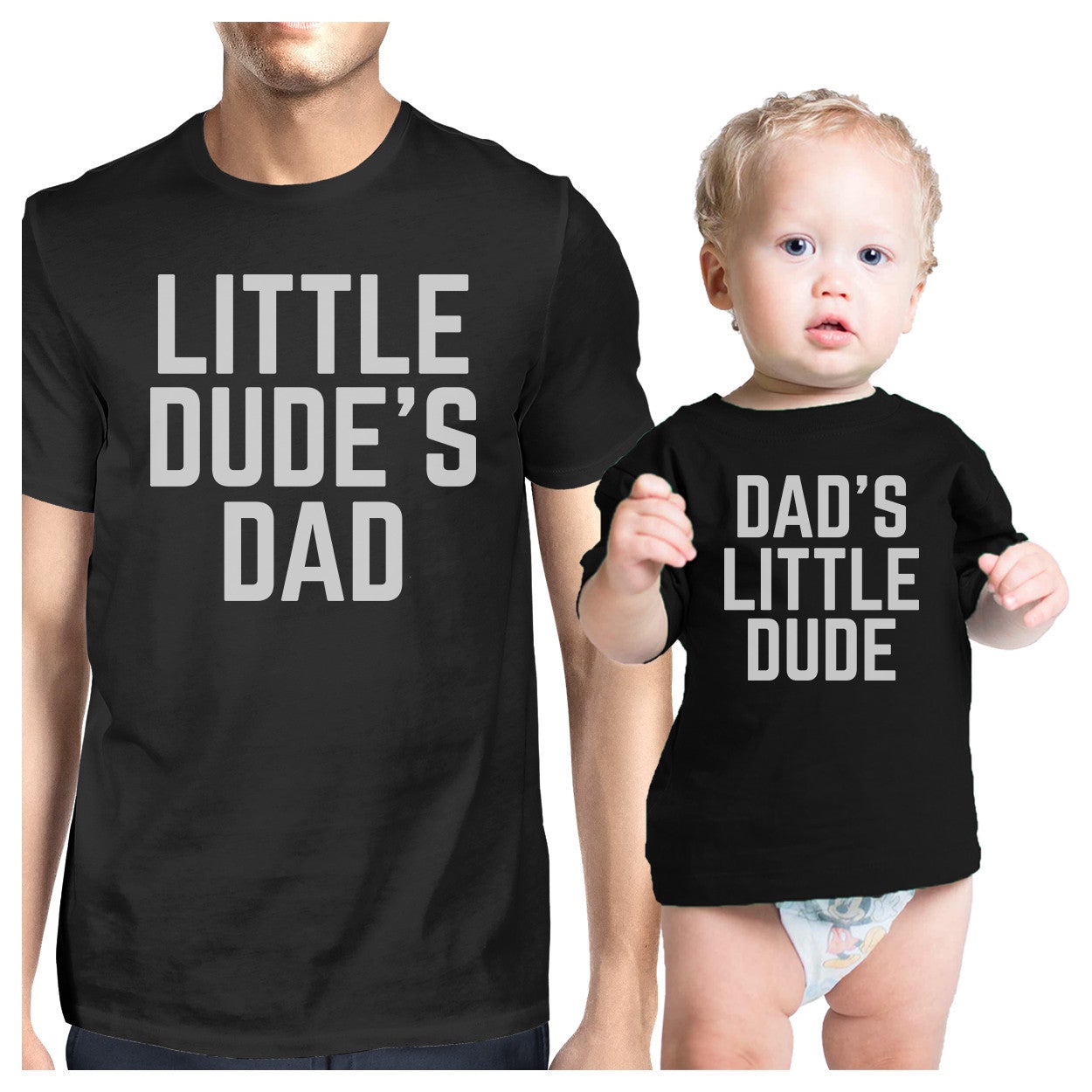 Little Dude Black Matching Graphic T-Shirts For Dad And Baby Boy - 365 In Love