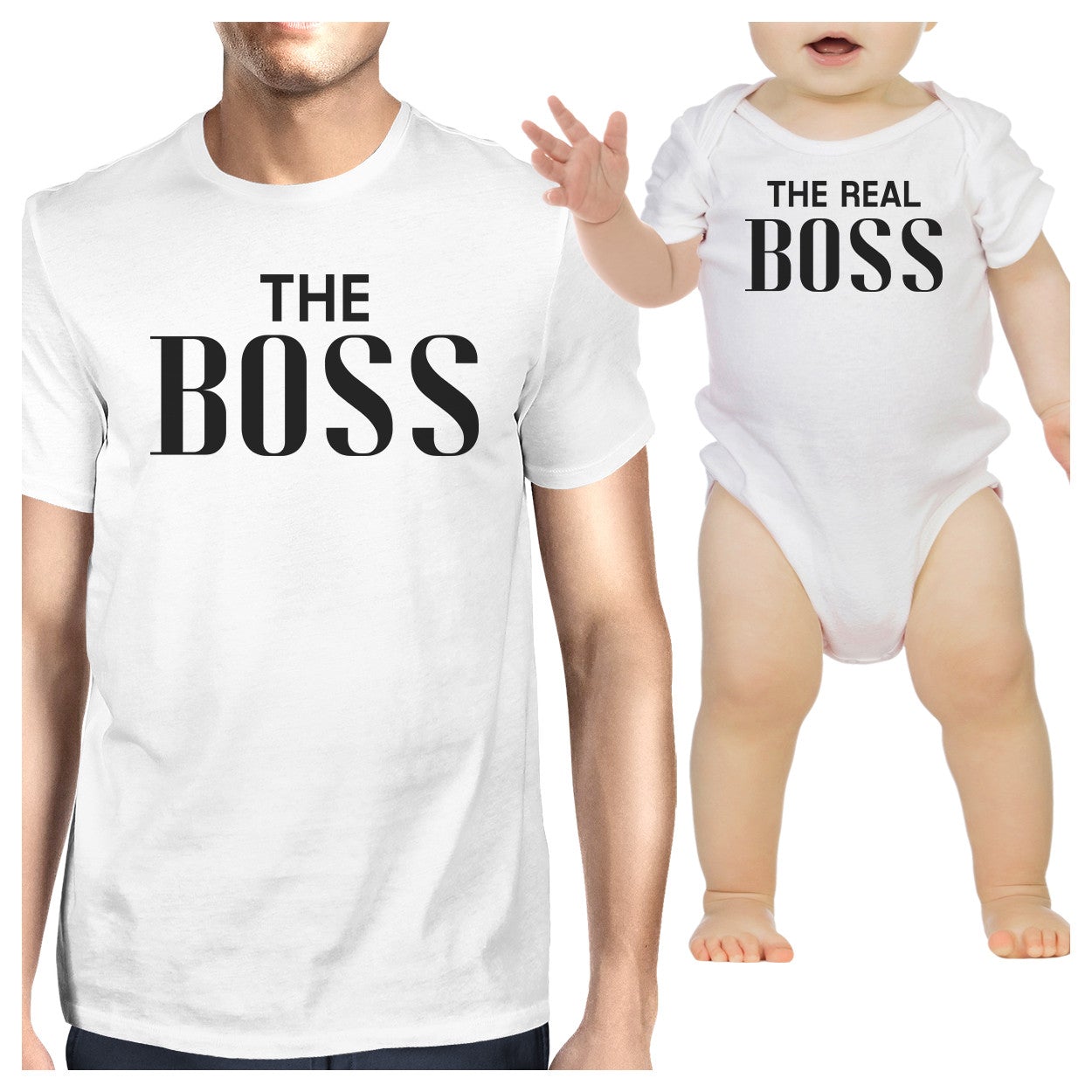 The Real Boss White Dad And Baby Girl Matching Tops Funny Dad Gifts - 365 In Love
