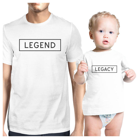 Legend Legacy White Dad and Baby Graphic T Shirts Funny Design Top White