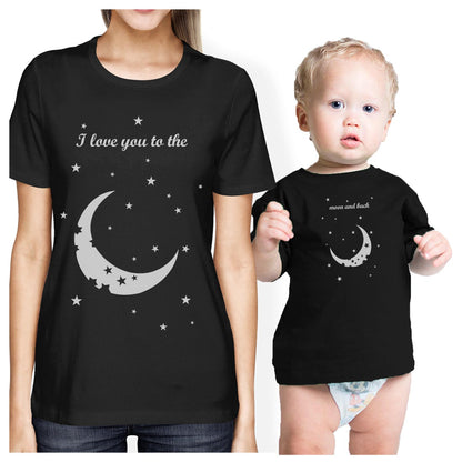 Moon And Back Mom and Baby Matching Gift Shirts Cute Mothers Day Black