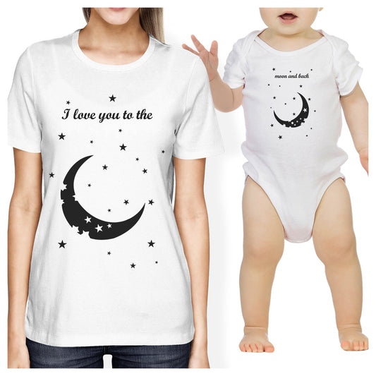Moon And Back Mom and Baby Matching Gift T-Shirts For Mothers Day White