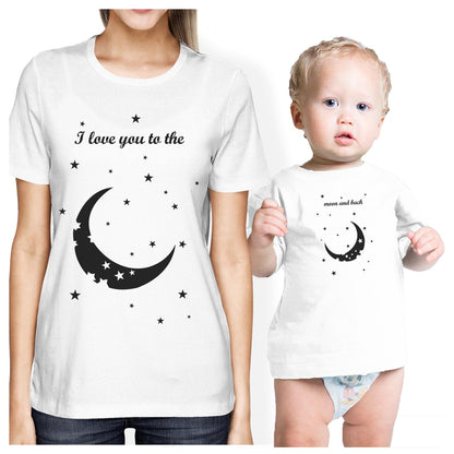 Moon And Back Mom and Baby Matching Gift Shirts First Mothers Day White