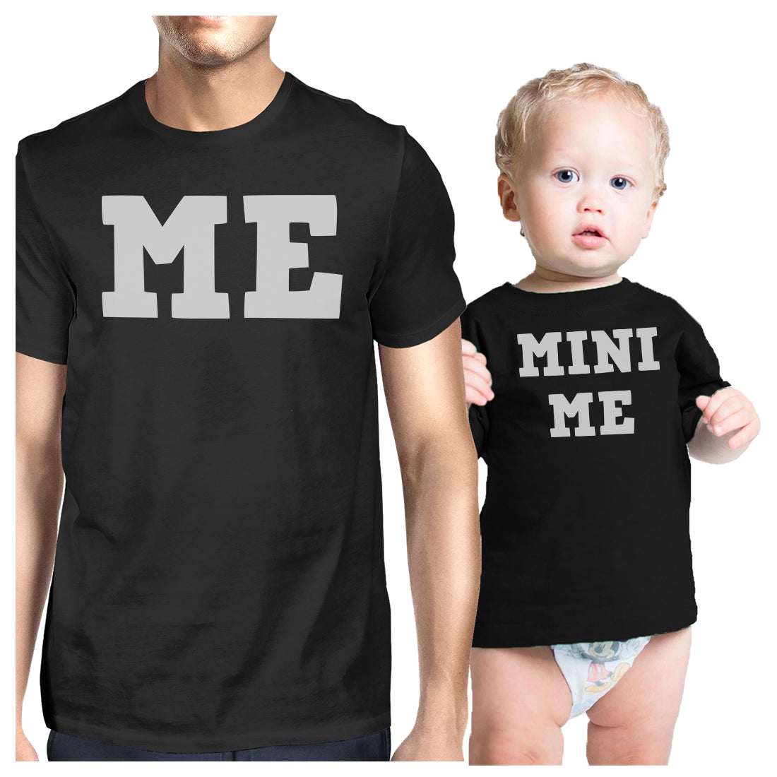 Mini Me Dad and Baby Matching Gift T-Shirts For New Dad Gifts Black