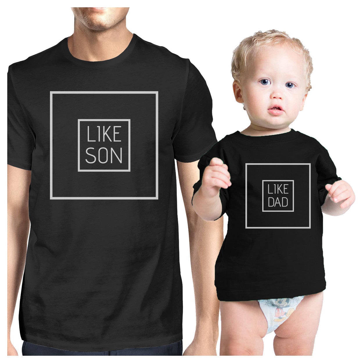 Like Son Like Dad Dad and Baby Matching Black Shirt
