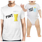 Pint Beer Half Pint Milk Dad and Baby Matching White Shirts