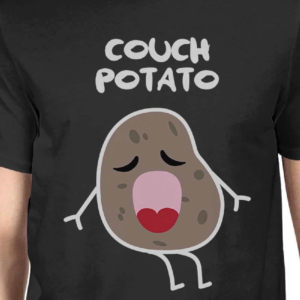 Couch Potato Tater Tot Dad and Baby Matching Black Shirts