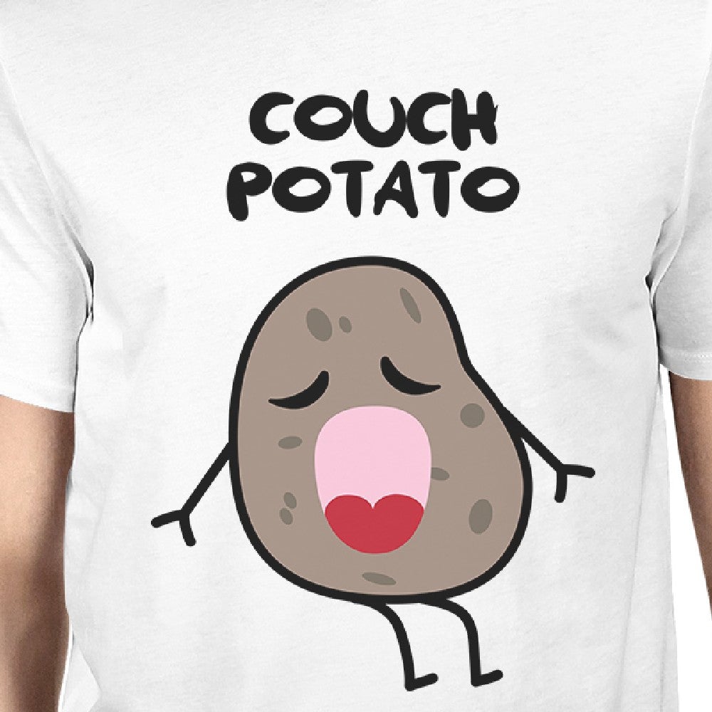 Couch Potato Tater Tot Dad and Baby Matching White Shirts