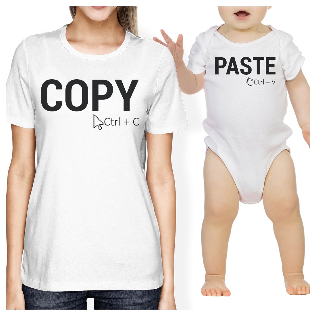 Copy And Paste Mom and Baby Matching Gift T-Shirts For Wife Funny White